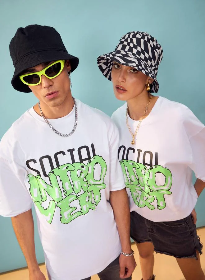 Mascln Sassafras Social Introvert Graphic Oversized T-Shirt by Styli